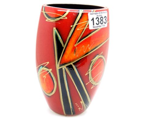 Anita Harris Abstract vase, H: 18 cm. P&P Group 2 (£18+VAT for the first lot and £3+VAT for subsequent lots)Condition Report: