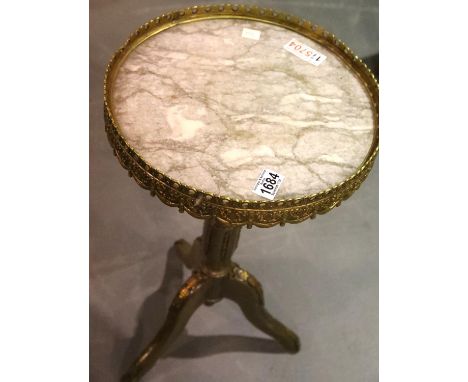 Louis XVI style brass mounted marble top lamp table, H: 58 cm. Not available for in-house P&amp;P. 