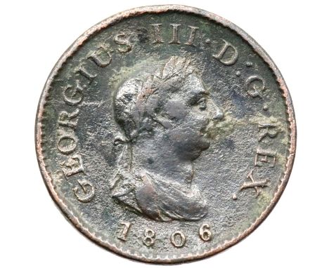 1806 - Copper Farthing of King George III - SOHO mint. P&amp;P Group 1 (£14+VAT for the first lot and £1+VAT for subsequent l