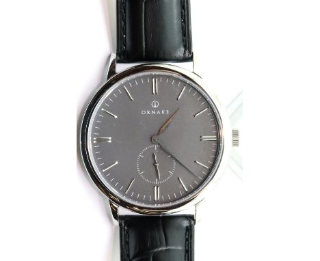Boxed Ornake gents wristwatch with grey face and Japanese Miyota movement.  P&amp;P Group 2 (£18+VAT for the first lot and £3