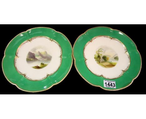 Pair of Copeland hand decorated cabinet plates, D: 24 cm. P&amp;P Group 2 (£18+VAT for the first lot and £3+VAT for subsequen