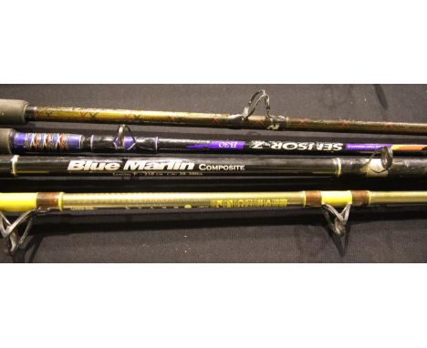 Four boat fishing rods, including Shimano Twin Power. P&amp;P Group 3 (£25+VAT for the first lot and £5+VAT for subsequent lo
