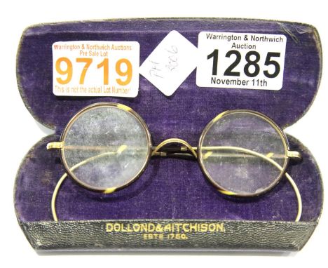 Cased set of Dolland and Aitchison vintage glasses of tortoiseshell and yellow metal. P&amp;P Group 1 (£14+VAT for the first 