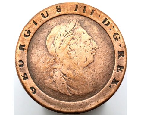 Polished George III cartwheel twopence. P&amp;P Group 1 (£14+VAT for the first lot and £1+VAT for subsequent lots) 