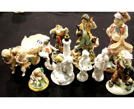 Ten Continental ceramic figures. Not available for in-house P&amp;P 