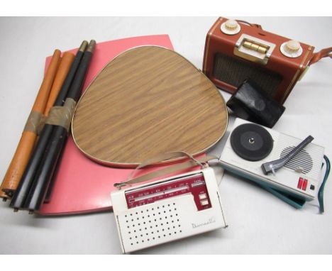 Dansette capri transistor radio, similar Skymaster transistor radio, unusual Caroline GS-270 pocket 45rpm record player with 