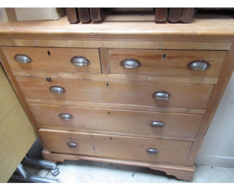 Victorian pine chest of two short above three long drawers on bracket supports 