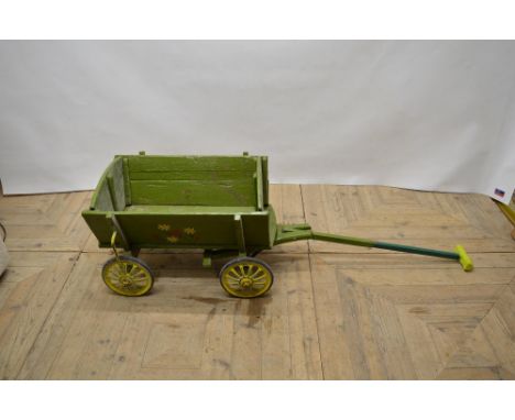 Vintage Wooden Childs Haycart, with 4 Cast Iron Wheels,1 1/2 Meters Long, 47cm Wide 43cm High?Estimate? 