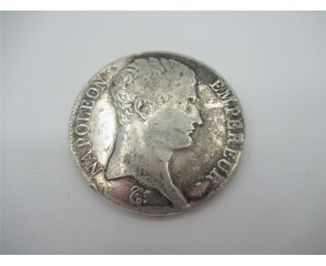 Napoleon I silver 5 Francs coin. AN 13, monogram below the bust portrait 