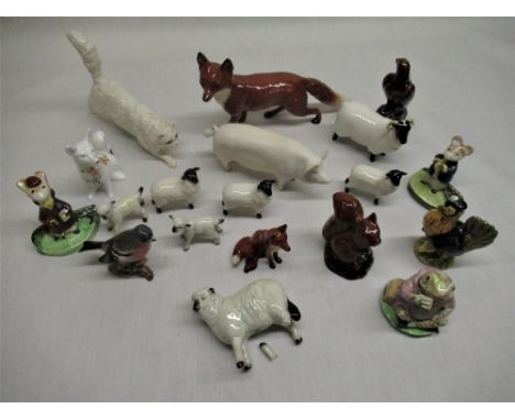 Four Beswick Beatrix Potter's - "Sally Henny Penny", "Kitty Macbride ", "Mr Jeremy Fisher" and "Kitty Macbride - The Racegoer