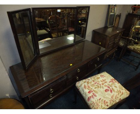 A STAG MINSTREL DRESSING TABLE WITH A MATCHED STOOL