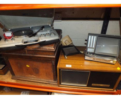 A TECHNICOLOUR CASSETTE KING UNIT TOGETHER WITH A HANIMEX E300 DUAL EDITOR PLUS A PORTABLE PYE RECORD PLAYER ETC