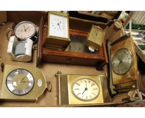 A TRAY OF CLOCK PARTS ETC. 