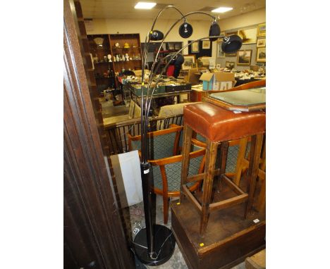 A MODERN LAMP STANDARD WITH DECO STYLE SHADES
