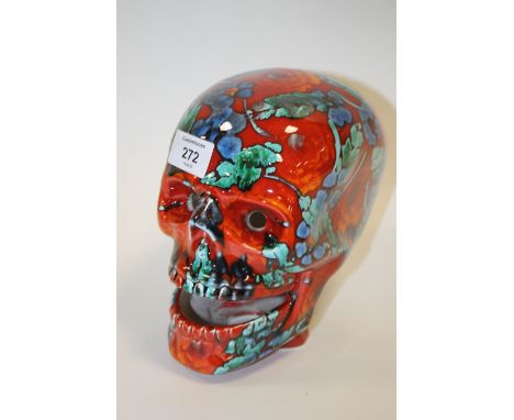 A SIGNED ANITA HARRIS CERAMIC SKULL