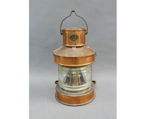 Buchan of Petered, copper and glass Masthead lantern light, 26cm