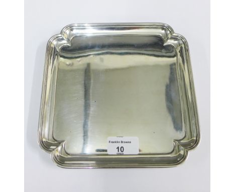 Edwardian silver salver / waiter, of square form, Thomas Bradbury &amp; Son, Sheffield 1910, 20 x 20cm, approx 375 grams 