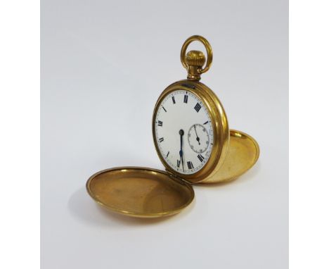 Gold plated full hunter pocket watch with A.L.D Dennison Watch Case Co, No. 263599