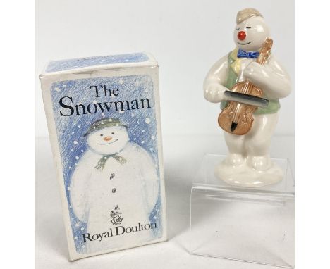 Boxed Royal Doulton ceramic figurine "Cellist Snowman" #DS17, 1988. From The Snowman Gift Collection. Approx. 14cm tall. From