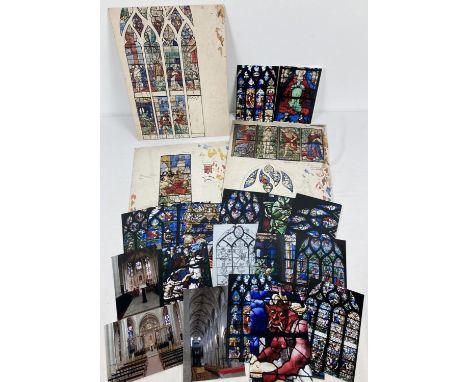 A collection of pencil &amp; watercolour sketches on paper from TW Camm Stained glass Art studios, Smethwick. For window desi