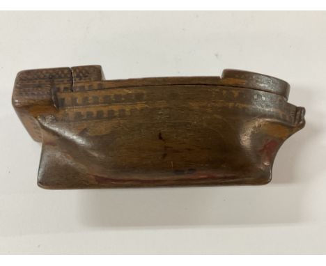 An early Victorian sailors snuff box in the form of a ship