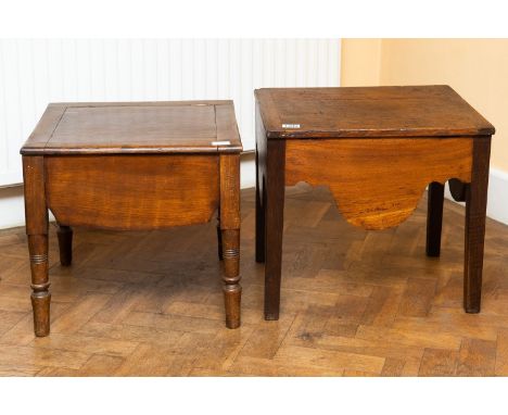 A19th century beechwood oak and elm commode box and a late 18th century oak stool with a rectangular top (2) - NO RESERVE