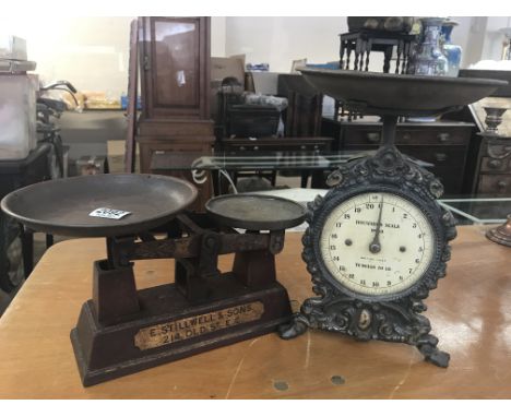 A Victorian set of scales by E. Stilwell and sons 214, Old Street E. C and Victorian household scales