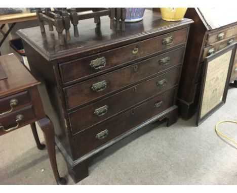 A George III chest with four graduated drawers raised on bracket feet, approx 96cm x 48cm x 84cm.