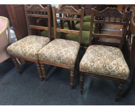 3 TAPESTRY SEATED DINING CHAIRS