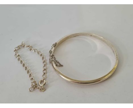 A HINGED SILVER BANGLE &amp; A SILVER BRACELET