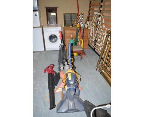 Three garden vacuums; and a quantity of household tools and sundries.