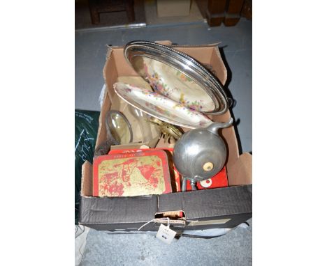 Household sundries, including: a cobbler's last; a Britannia metal teapot; camping stove; and sundries.