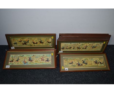 Indian School, a suite of ten paintings on panel - Hunting scenes.