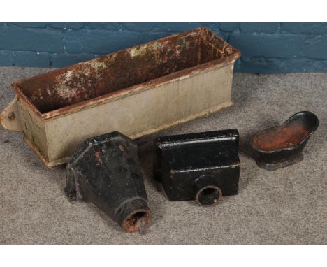 Three cast iron drain hopper. Largest example (23cm x 61cm)  