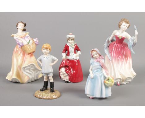 Four Royal Doulton ceramic figures, comprising of Lesley, Best Wishes, Wendy and Amy's Sister, together with a Christopher Ro