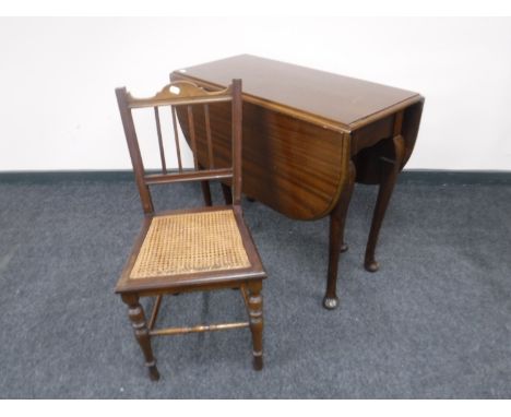 A mahogany gate leg table on club feet and a mahogany bedroom chair 