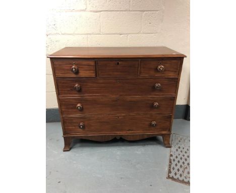 A Regency mahogany six drawer chest on bracket feet, width 120 cm