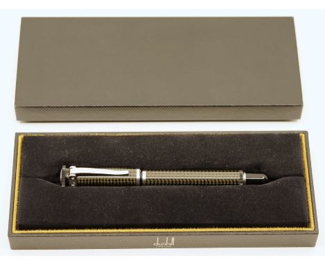 Alfred Dunhill Sentryman rollerball pen in Carbon Fibre, lightly used with original box. The cap and barrel are in a black ca