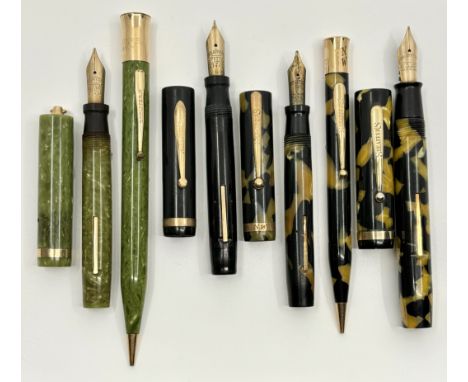 Sheaffer Flattop Lifetime pens from the 1920's. Sheaffer was the first of the big four to introduce celluloid pens using rod 