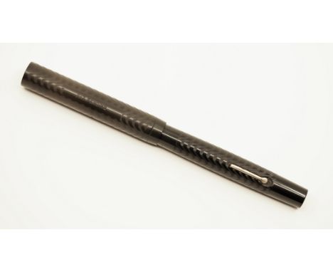 Moore L92 BCHR fountain pen. A clipless full length model, with crisp chasing, imprints and a semi flexible fine nib. Overall