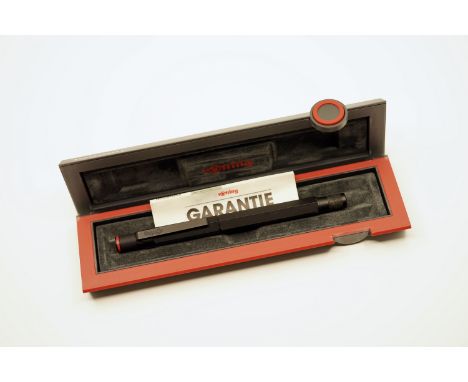 Rotring 600 early style Black rollerball with box and papers. This is the earlier version of the 600 model with knurled top a