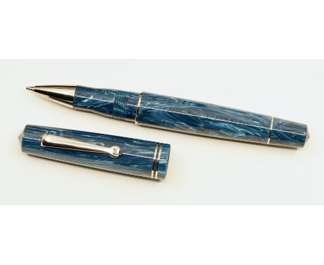 Leonardo Momento rollerball pen Blue Positano with box, papers and outer sleeve. This Italian made rollerball is part of the 