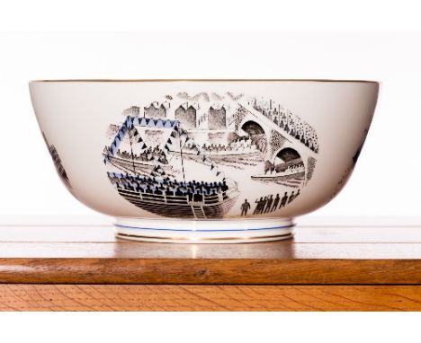 Eric Ravilious for Wedgwood,The Boat Race Bowl, edition 7/250, original design 1937, re-issued 1986 to mark 50th anniversary 