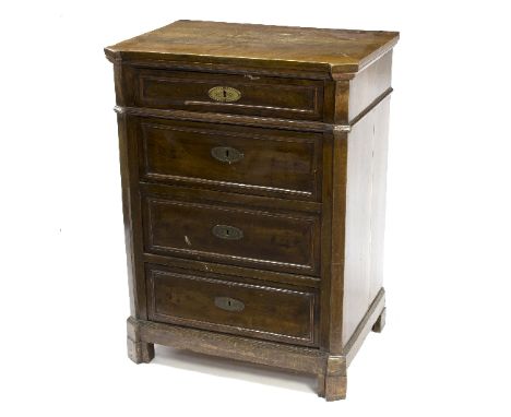 An Italian walnut commode, 18th Century and later, fitted four drawers, 97cm high x 72cm wide