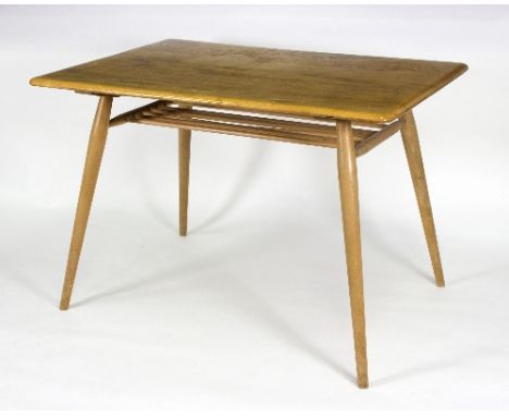 An Ercol table with ladder under tier, on turned legs, 100cm wide Condition Report: This is a coffee table and is on the dark