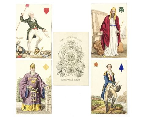 Charles Hodges Geographical Playing Cards, London, Stopforth & Sons, circa 1827, 52 hand-coloured engraved cards with duty ca