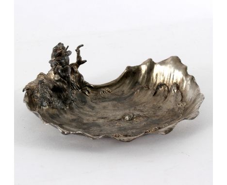 A WMF pewter dish, modelled as a fish pond, a frog to the edge playing the flute, 24cm wide