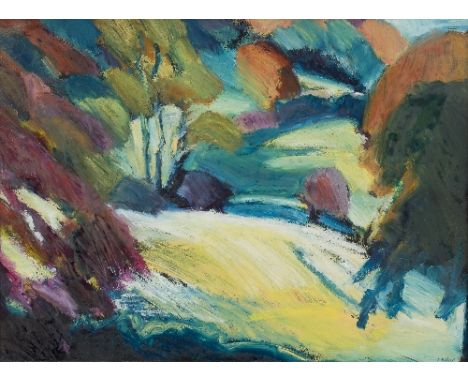 C M White/Four Landscapes/initialled CMW/oil on paper, 28.5cm x 40cm (three landscape, one portrait)