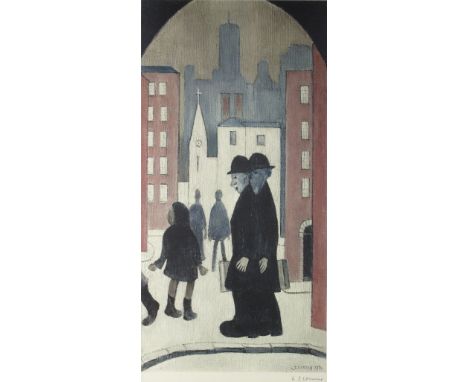 Lawrence Stephen Lowry (British 1887-1976)/Two Brothers/signed and blind stamp/lithograph in colours, 63cm x 31cm Condition R