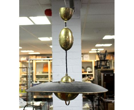 A rise and fall pendant light, the shade of saucer shape, 50cm diameter
